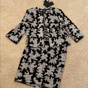 St. John Monochrome Textured Tweed Jacket Set